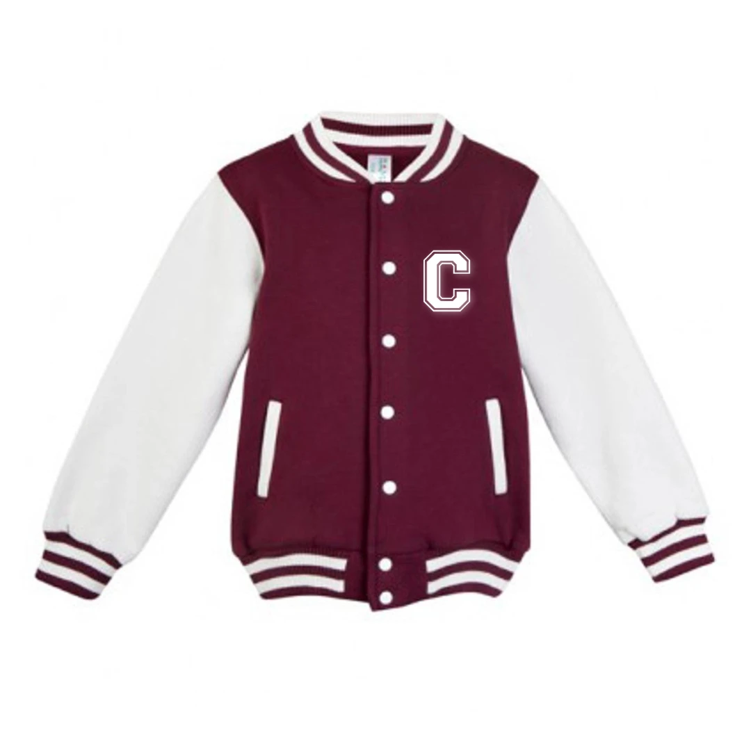 MLW By Design - Personalised Initial Varsity Jacket | Burgundy & White - MLW By Design 1 MLW By Design - Personalised Initial Varsity Jacket | Burgundy & White - MLW By Design