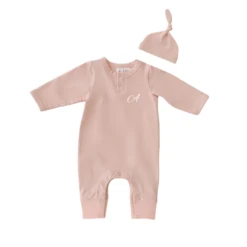 MLW By Design - Personalised Grow Suit And Knotted Beanie Set | Blush Pink *LIMITED EDITION* - MLW By Design