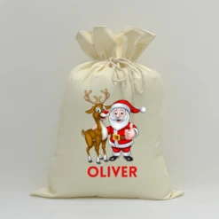 MLW By Design - Personalised Santa & Reindeer Santa Sack - MLW By Design