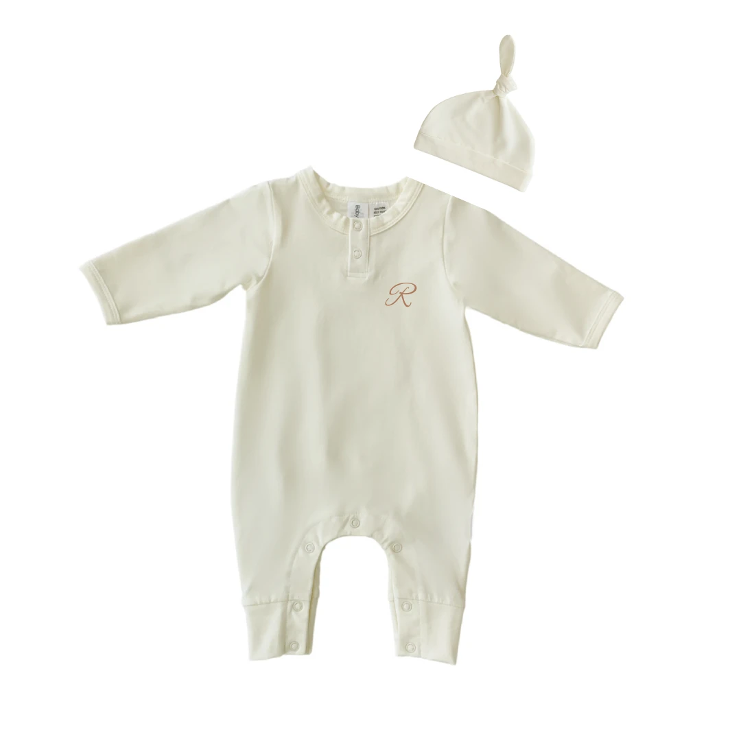 MLW By Design - Personalised Grow Suit And Knotted Beanie Set | Buttermilk *LIMITED EDITION* - MLW By Design 1 MLW By Design - Personalised Grow Suit And Knotted Beanie Set | Buttermilk *LIMITED EDITION* - MLW By Design