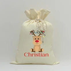 MLW By Design - Personalised Xmas Light Reindeer Santa Sack - MLW By Design