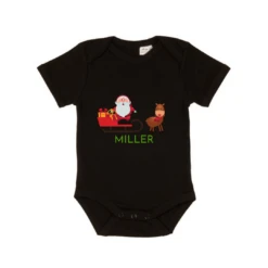 MLW By Design - Santa Sleigh Personalised Bodysuit | Black Or White - MLW By Design