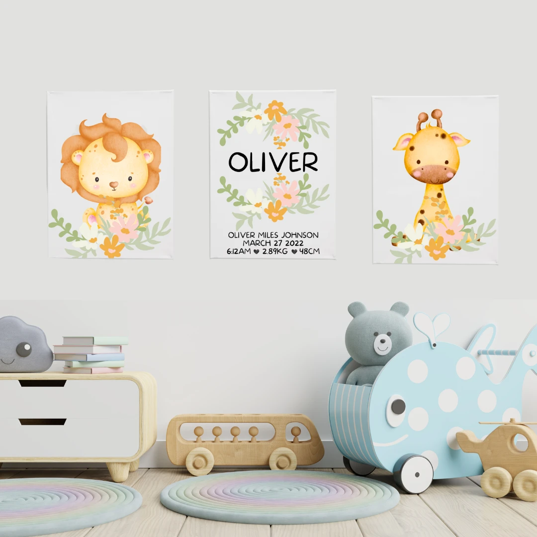 MLW By Design - Animal Jungle Name Canvas Print | Set Of 3 - MLW By Design 1 MLW By Design - Animal Jungle Name Canvas Print | Set Of 3 - MLW By Design