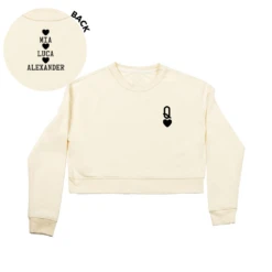MLW By Design - Queen Of Hearts Personalised Adult Crop Crew | Various Colours - MLW By Design