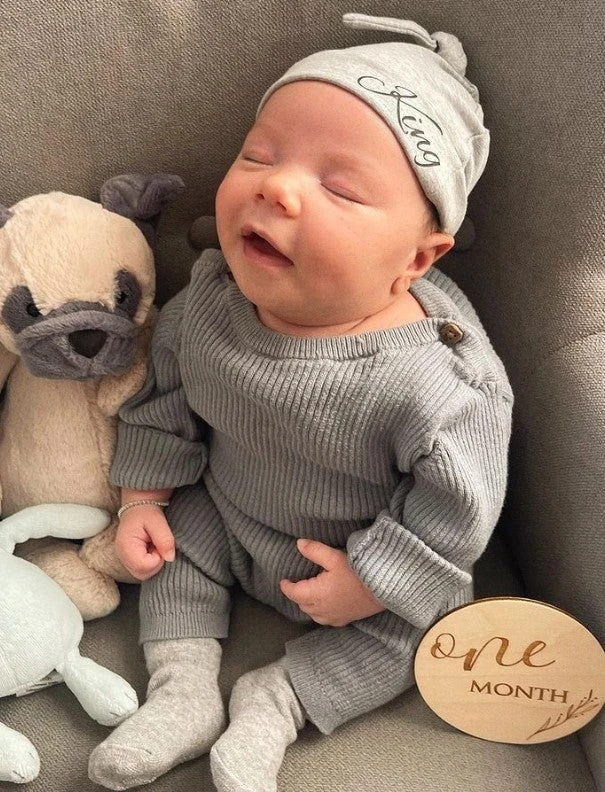 MLW By Design - Personalised Knotted Beanie | Grey With Black Print *LIMITED EDITION* - MLW By Design 2 MLW By Design - Personalised Knotted Beanie | Grey With Black Print *LIMITED EDITION* - MLW By Design - Image 2