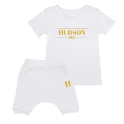 MLW By Design - Personalised Signature Short Set | White With Gold Print | Limited Edition - MLW By Design