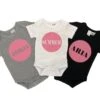 MLW By Design - Personalised Circle Name Short Sleeve Bodysuit | Various Colours - MLW By Design