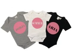 MLW By Design - Personalised Circle Name Short Sleeve Bodysuit | Various Colours - MLW By Design
