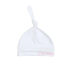 MLW By Design - Personalised Knotted Beanie | White With Pink Print *LIMITED EDITION* - MLW By Design