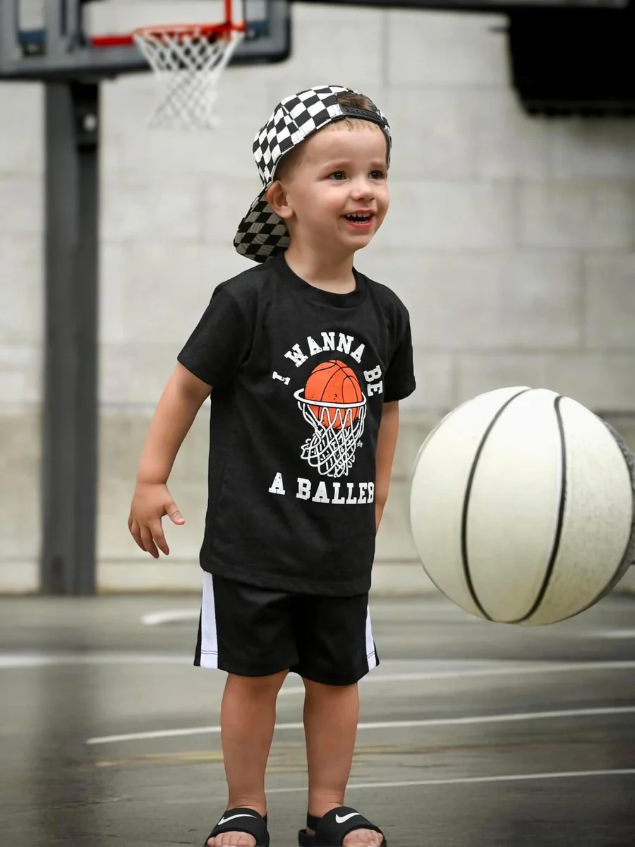 Wandnobe Store 5 Wandnobe Store -Wandnobe Store wanna be a baller kids basektball tee